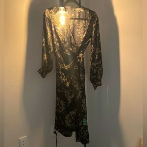 Satin Wrap Midi Dress